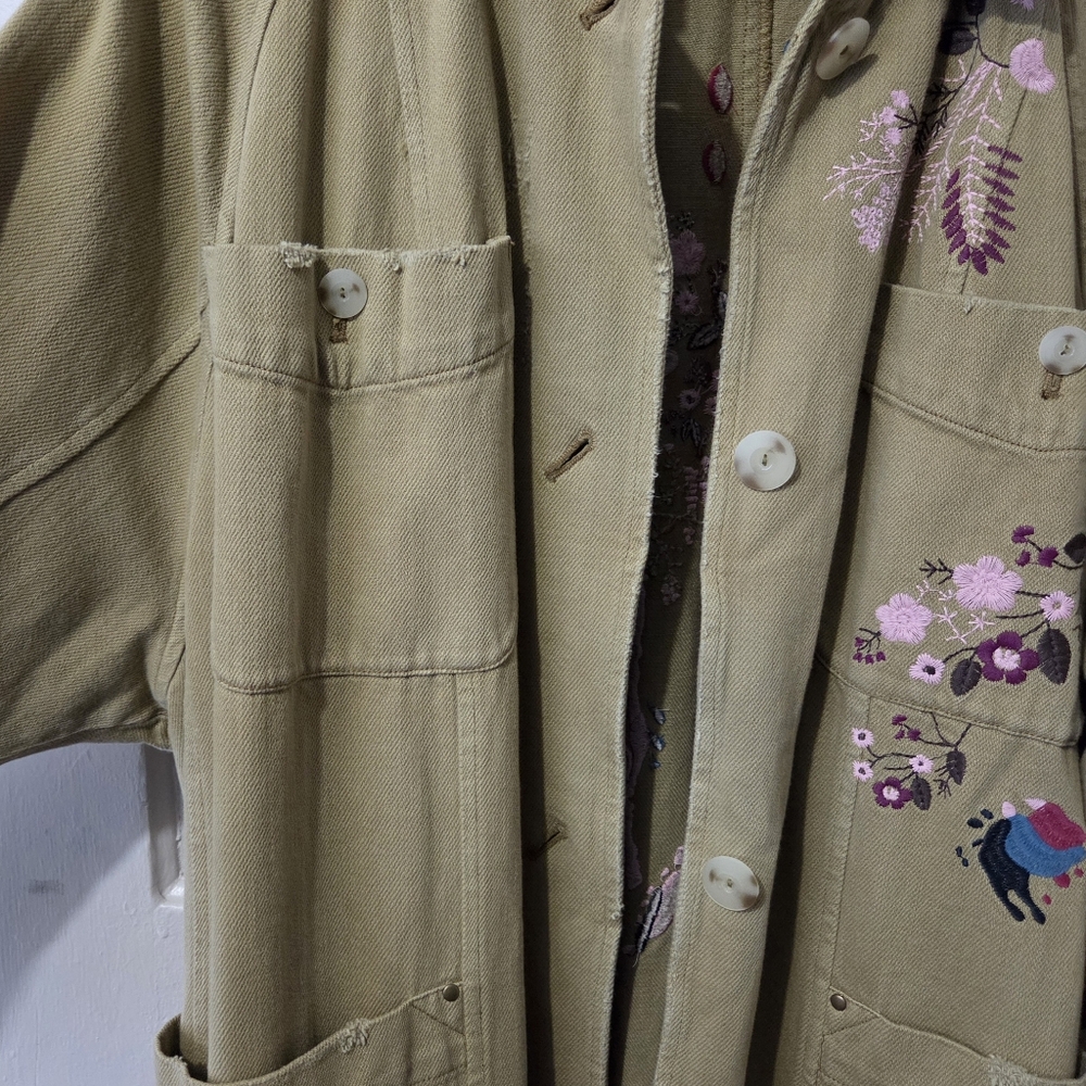 Pilcro Embroidered Coat Size Medium - Picture 3 of 8